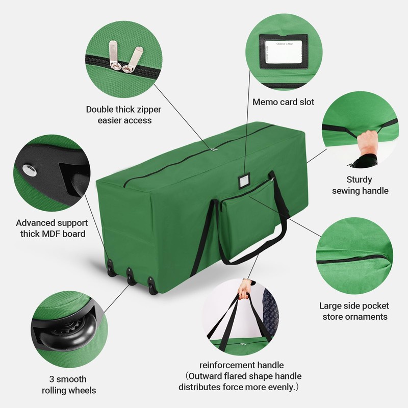 FAMIROSA Rolling Christmas Tree Storage Bag 9 ft, Xmas Artificial