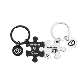 10th Anniversary Keychain Gifts 10 Years Wedding Anniversary Jewelry Set for Husband Wife Girlfriend Boyfriend 10 Years Anniversary Tin Gifts for Women Men 10 Years of Marriage Gifts for Couple