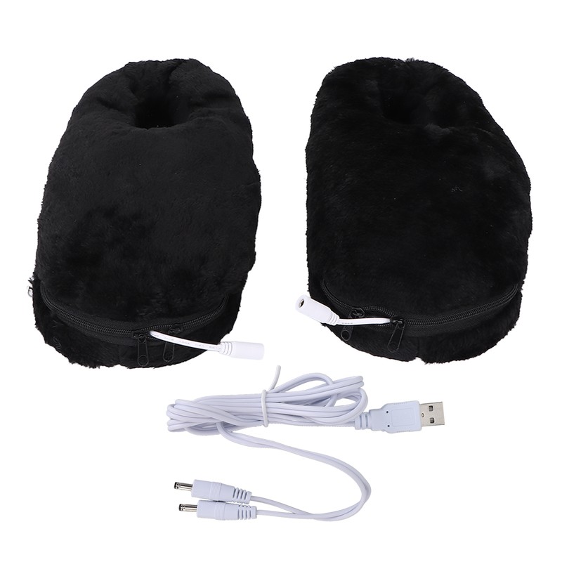 USB Heating Shoes Men Women Washable Outdoor Soft Plush Electric