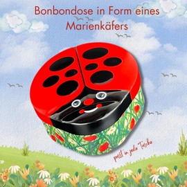 MediMuc Ladybird gift box, Easter tin, candy box, dimensions: (length x width x height): 14.0 x 10.5 x 4.0 cm