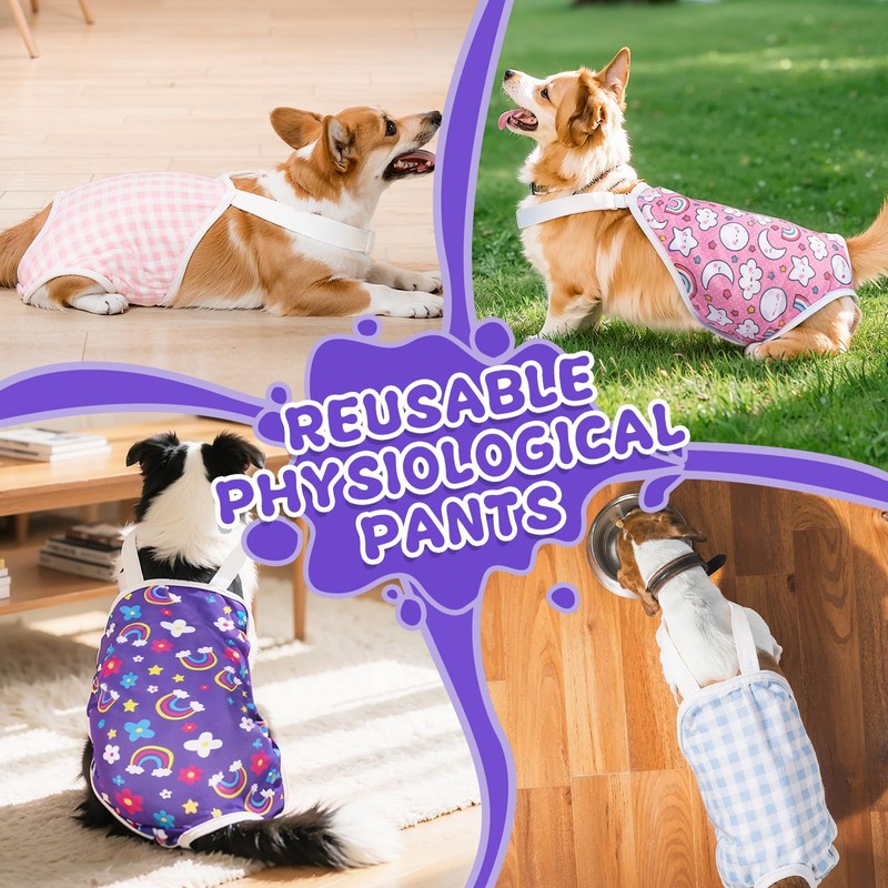 3Pcs Dog Period Pants Washable Dog Nappies Female for Season