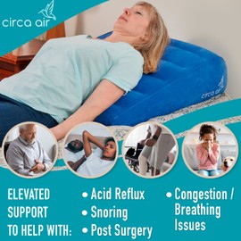 Circa Air Inflatable Wedge Pillow for Traveling - Travel Wedge Pillows for Sleeping in Bed, Acid Reflux, Sleep Apnea, Snoring for Back, Leg Elevation - Blow up Knee Pillow