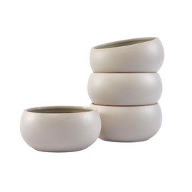 Bico Reactive Glaze Light Grey 20oz Stoneware Cereal Bowls Set, Set of 4, Microwave and Dishwasher Safe, for Cereal, Soup, Noodles