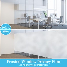 Bloss Window Privacy Film Bathroom Glass Frosted Film UV Sun Blocking Heat Control Window Static Clings Film Removable, Reusable,Anti-Glare Door Coverings for Bathroom Home Office,29.5 x 78.7 inches