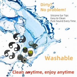 Miayaya Ear Tips Fins Set for JayBird x4 x3 x2 Ear Hooks Ear Wing Tips Accessory Pack Ear Hooks Earbuds Soft Silione Washable Eargels 12pcs in a Box. (Black)