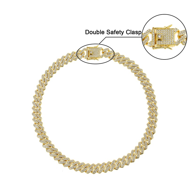 Mens Cuban Link Chain Iced Out Gold Miami Cuban Necklace