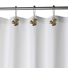 ZILucky12 Pcs Squirrel Shower Curtain Hooks, Stainless Steel Rustproof, Shower Curtain Rings, Minimalist Modern Decorative Design (Bronze-Squirrel)
