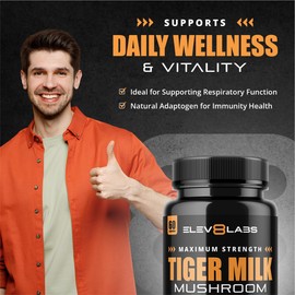 Tiger Milk Mushroom Capsules 1000mg - High Strength | 60 Capsules | Natural Adaptogen for Immunity & Respiratory Health | Supports Daily Wellness & Vitality | 1 Month Supply, 2 a Day