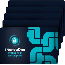 TensaOne 5 Pack RFID Blocking Card, One Card Protects Entire Wallet Purse, NFC Contactless Bank Debit Credit Card Protector ID ATM Guard Card Blocker