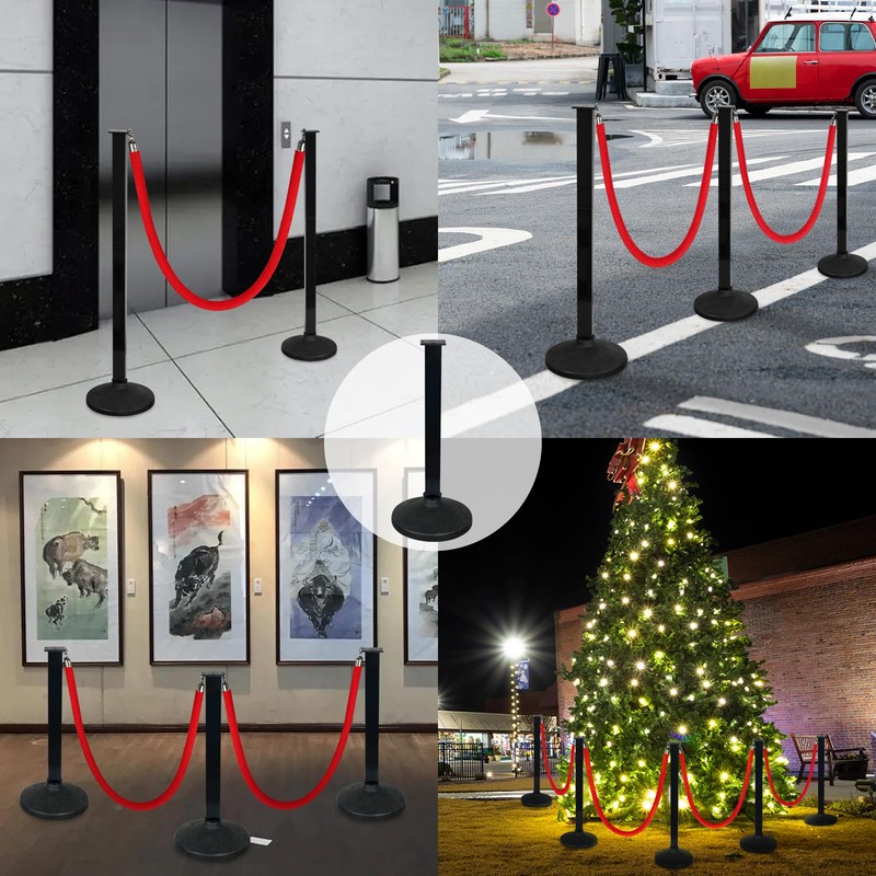 4 Pack Stanchions Post with Velvet Rope, Crowd Control Stanchions,