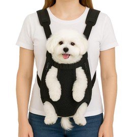 Dog Backpack Carrier, Adjustable Pet Front Carriers, Legs Out Carrying Sling Travel Bag for Small Medium Dogs 4-7 Lbs, Soft Wearable Puppy Chest Carry Backpacks for Walking/Hiking/Camping/Traveling