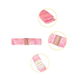 Allegra K Womens Elastic Waist Belt Sequins Decor Metal Interlock Buckles Belts for Dresses Pink 60cm/23.62"