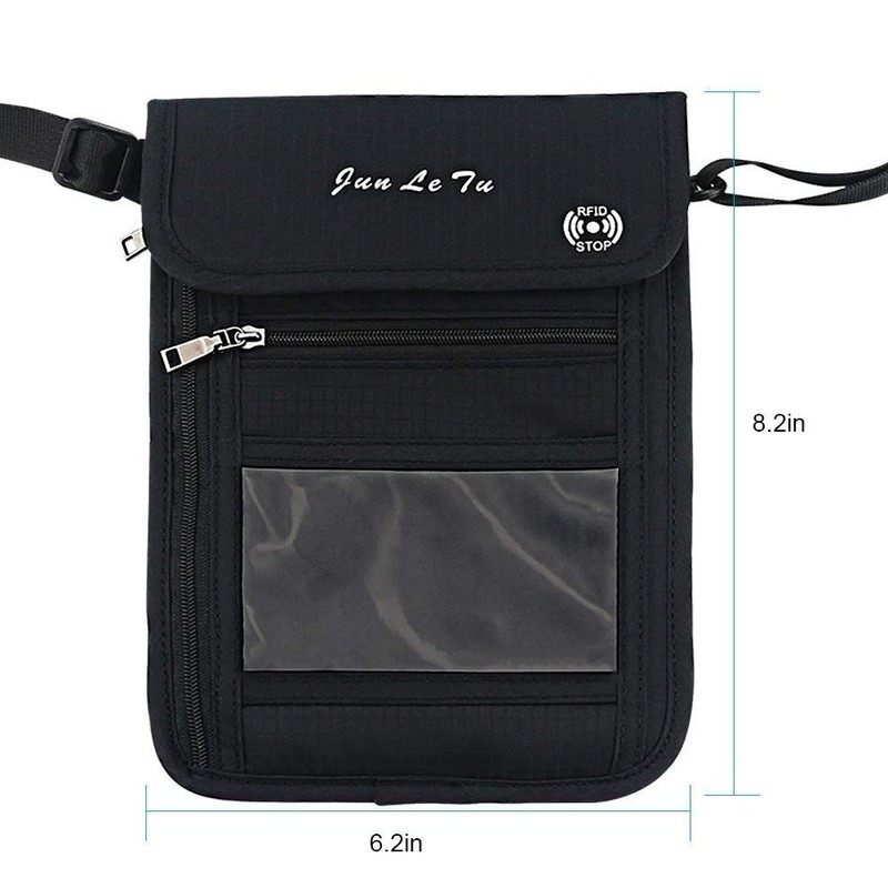 Number-One Neck Pouch Travel Wallet Passport Holder with RFID Blocking