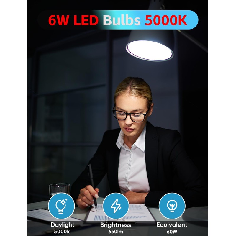 Jensense Edison Bulbs 6W E26 LED Bulb 60 Watt Equivalent,