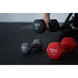 MuscleSquad Neoprene Fixed Weight Dumbbell Pairs – Dumbbells from 1kg – 6kg – For Toning, Strength and Muscle Training - For Home Or Gym Use - Free Exercise Chart Included (10)
