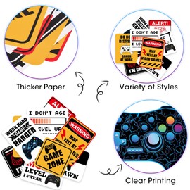 Video Game Party Decorations - 9 PCS Game Zone Warning Signs for Boys Kids Gamer Themed Birthday Party Supplies Family Gaming Night Door Windows Yard Funny Wall Decor