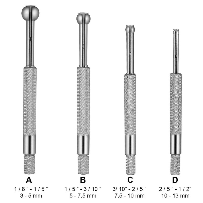 UKCOCO 4pcs Small Hole Gauge Set Telescoping Full Round Spherical
