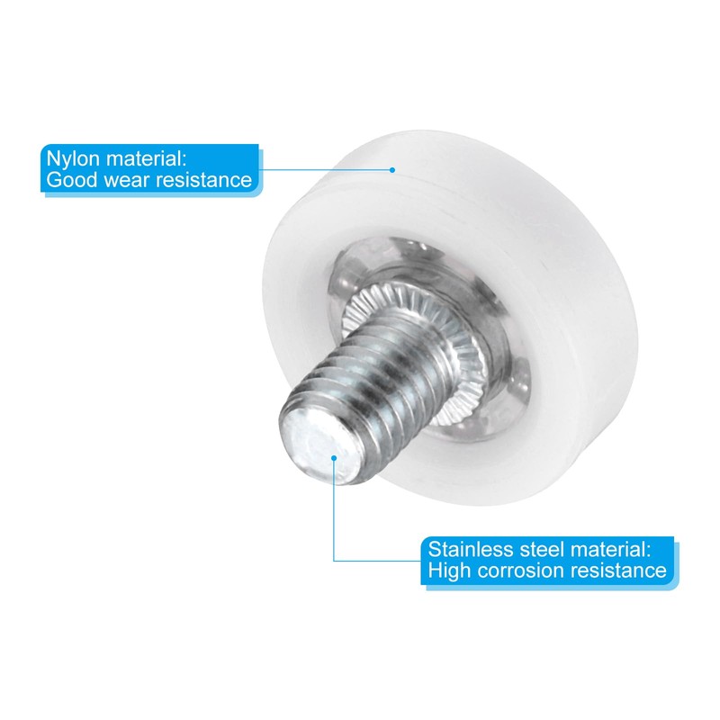 PATIKIL 19mm Drawer Rollers, 8 Set Nylon Positioning Pulleys Small