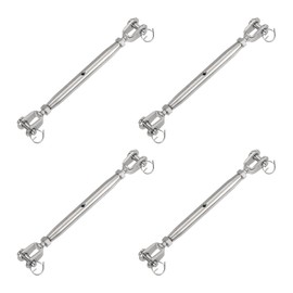 uxcell 4Pcs M6(1/4") Closed Body Jaw and Jaw Turnbuckles Wire Rope Tension, Stainless Steel Turnbuckle Adjustable Cable Tensioner for Shade Sail Clothesline, 1600Lbs Working Load Limit