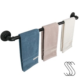 Jeasor Industrial Pipe Towel Rack Towel Bar, Heavy Duty Wall Mounted Rustic Farmhouse Bath Towel Holder for Bathroom (Black, 42 inch)