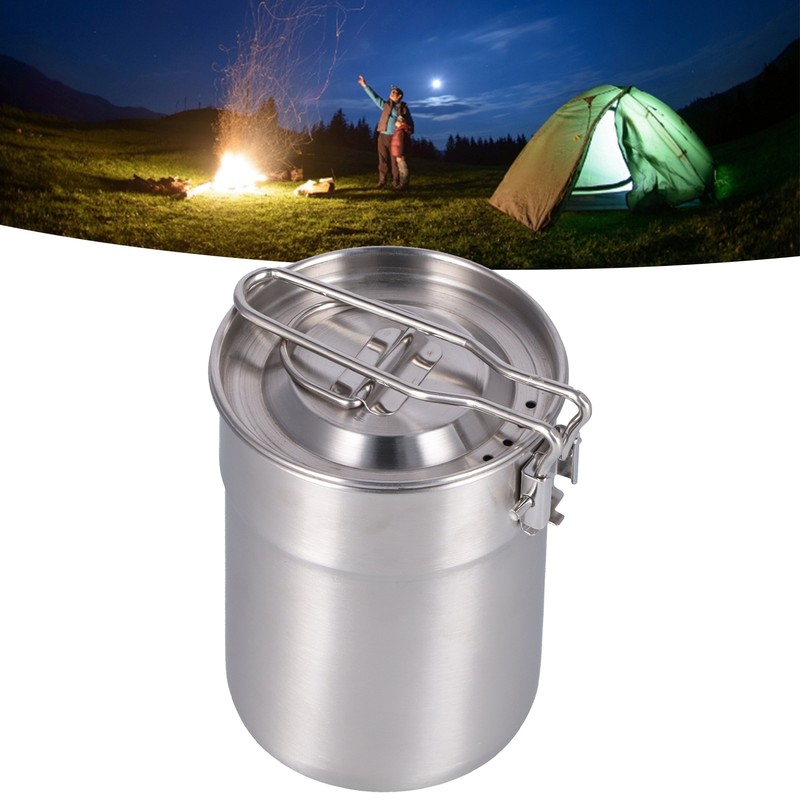 Outdoor Coffee Maker Cup 1L Camping Cooking Pot with Foldable