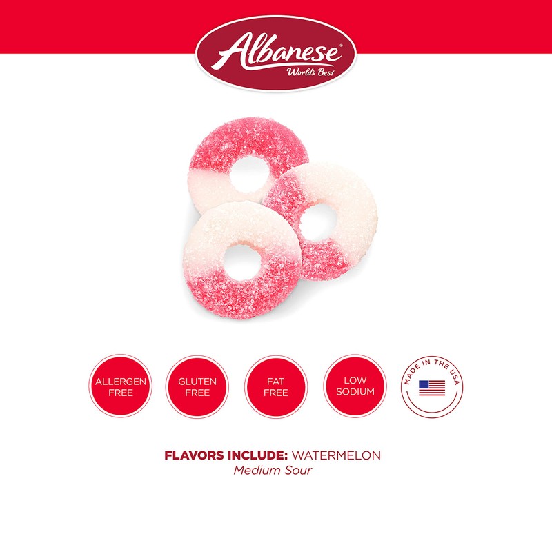 Albanese World's Best Gummi Watermelon Rings | 4.5lbs of Candy