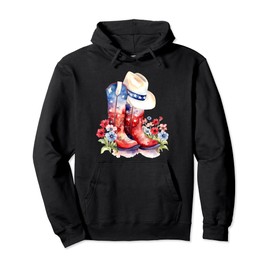 American Boots and USA Hat Design Pullover Hoodie