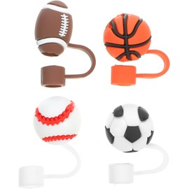 Tapones de Pvc para Pajitas Diseño Deportivo Decorativo, 4 Piezas, Protección contra Polvo y Decoración para Fiestas Deportivas