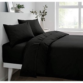 Pyrhan Ltd Polycotton Black Double Fitted Sheet 26cm Drop(140cmx190cm)