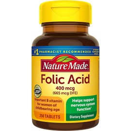 Nature Made Folic Acid 400 mcg Tablets, 250 Tablets