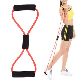 8 Shaped Resistance Bands, Elastic Fitness Pulling Rope Chest Expander Yoga Rubber Tension Band for Abdomen Waist Arm Leg Stretching Fitness Training(Red)