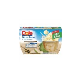 Dole Diced Pears Fruit Bowl in Light Syrup 4-4 oz cups (Pack of 6)