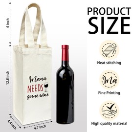 LETUROIA Wine Gift Bag - Mama Needs Some Wine, Wine Bottle Gift Bags, Wine Lovers Gifts For Women, Mom Gifts For Mother's Day, Wine Tasting Party Supplies 1pcs Washable Reusable /01
