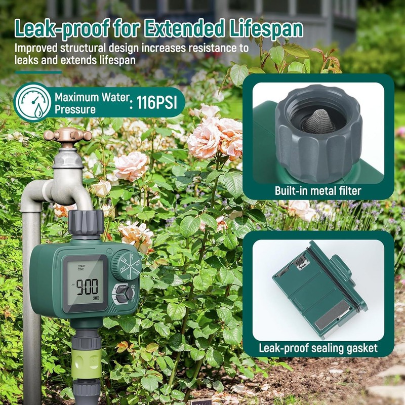 Sprinkler Timer: Programmable Hose Timer with Rain Delay/Manual/Automatic Watering System,