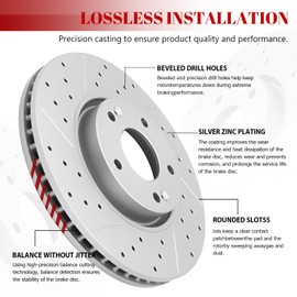 YXPCARS Ceramic Front Brakes Pad and Rotors Drilled Slotted Vented Replacement Disc Brake Kits for Nissan Pathfinder 2013-2020/ Murano 2015-2023, for Infiniti Qx60 2014-2020/ Jx35 2013