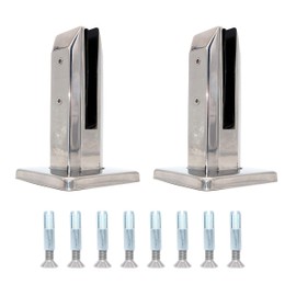 Set of 2 NUZAMAS 304 Stainless Steel Glass Panel Posts, Square, Swimming Pool Fence, Garden, Balcony Fencing Clamp, Round Spigot Balustrade Post, Bracket, Floor Mounted