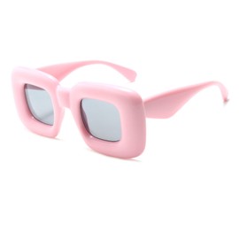 Long Keeper Square Sunglasses Women Men - Large Vintage Rectangular Sunglasses Y2k Retro Rave Party Vintage Glasses Colourful Thick Frame 62mm, pink