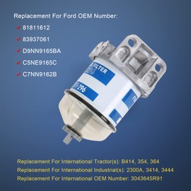 JDMSPEED New Fuel Filter Assembly Glass Bowl 2610 3610 4610 C7NN9162B C5NE9165C Replacement For Ford Tractor