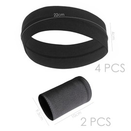 Pack of 4 sports headbands and 2 pairs of sports bracelets, sports equipment, sweatbands, breathable bracelets, unisex, suitable for running, fitness, football, yoga and other sports