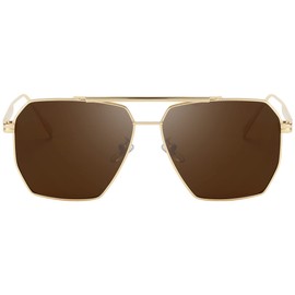 Dollger Oversized Square Sunglasses for Women Men Trendy Polarized Aviator Shades Retro Big Large Sun Glasses Brown