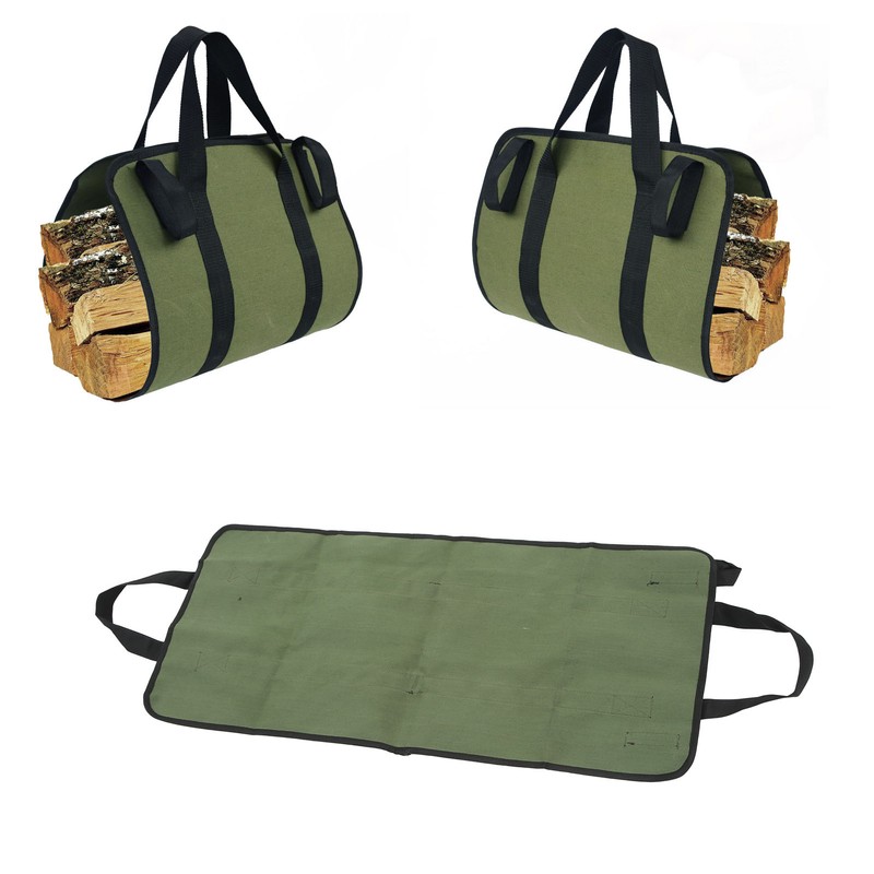 Canvas Large Capacity Firewood Storage Bag Waterproof Portable Log Carrier
