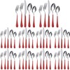 Nuenen 50 Pcs Red Silverware Set Stainless Steel Flatware Red
