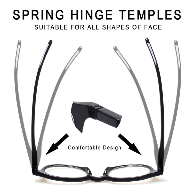 3 Pack Reading Glasses Spring Hinge Stylish Readers Black/Tortoise for