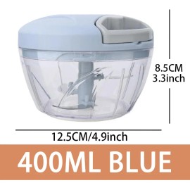 Picador Cortador De Verduras Manual 3 Cuchillos Aceros 400ml Color Azul