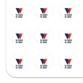 Wonder Woman 80th Logo Heart Shaped Planner Calendar Scrapbook Craft Stickers