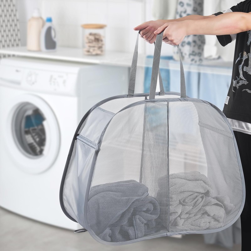 Mesh Popup Laundry Hamper 115L Foldable Laundry Basket Extra Large