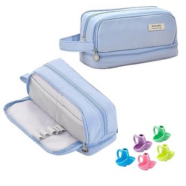 Estuche para Lápices de Gran Capacidad,Con 5 Agarres para Lápices,Estuche de Gran Capacidad Con 3 Compartimentos,Almacenamiento de Papelería,Adecuado para La Escuela,Oficina,Viajar
