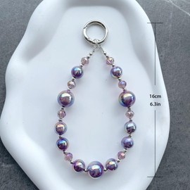 TOBLEEY Beaded Phone Lanyard Wristlet strap for Women - Detachable, Hands-Free, Purple