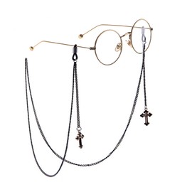CosTimo Women Glasses Chain Eyeglass Sunglass Mask Chains Cross Black