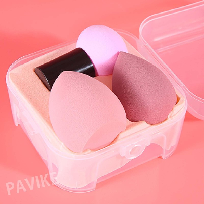 PAVIKE Makeup Sponge with Case, Makeup Puff 3 Pieces, Face